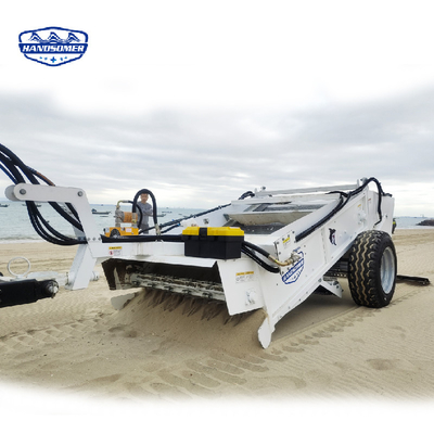 Equipo de limpieza de playas de arena con pantalla vibratoria controlada hidráulicamente